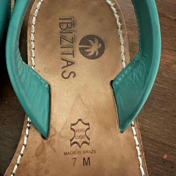 Avarcas Made in Brazil green leather sandals size 7 - Picture 6 of 8